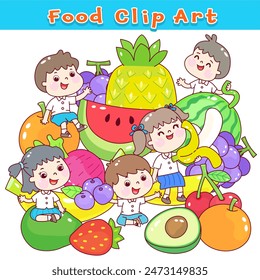 Food clip art set vegetables and fruits.