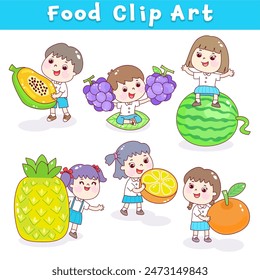 Food clip art set vegetables and fruits.