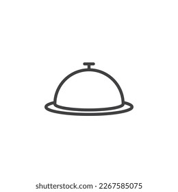 Food cloche line icon. linear style sign for mobile concept and web design. Food serving cover outline vector icon. Restaurant symbol, logo illustration. Vector graphics