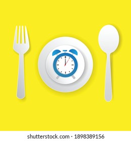 Food clock spoon and fork, Healthy food concept 