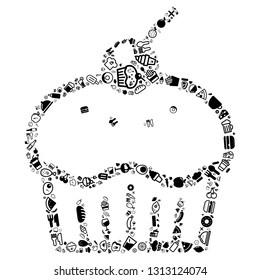 food cloud in cup cake shape, vector file for EPS10
