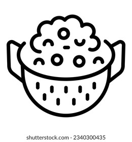 Food colander icon outline vector. Cooking sieve. Crockery pasta