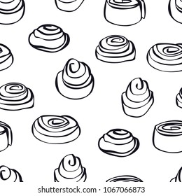 Food collection Cinnamon buns Seamless pattern