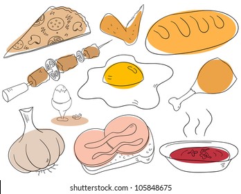 Food collection objects are isolated on a white background