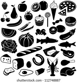 Food collection - vector silhouette