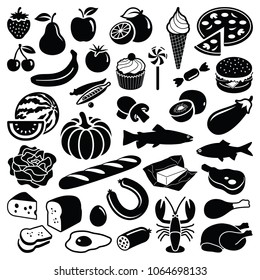 Food collection - vector silhouette illustration