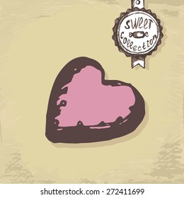 Food collection of vintage hand drawn sweet. Vector illustration