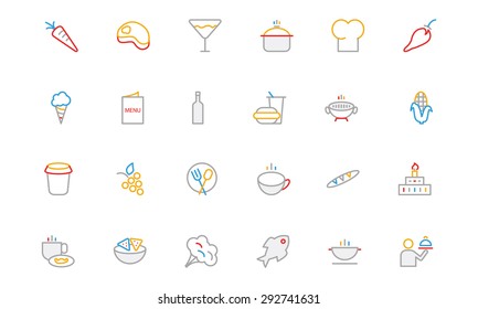 
Food Colored Outline Vector Icons 2
