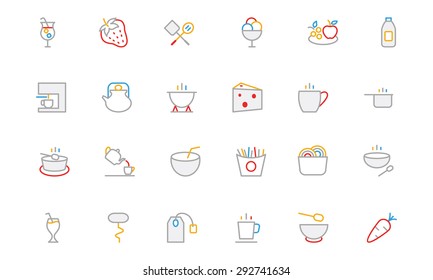 
Food Colored Outline Vector Icons 4
