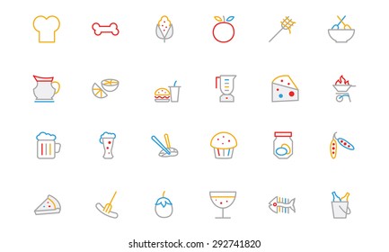
Food Colored Outline Vector Icons 5
