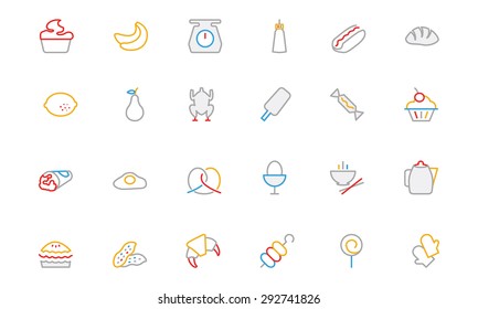
Food Colored Outline Vector Icons 6
