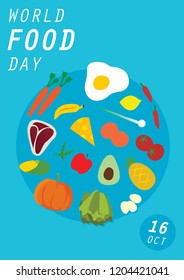 food combine in circle with text vector illustration for world food day in october