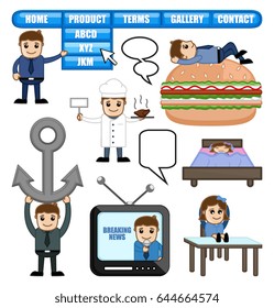 Food and Communication Vector Cartoon Illustration