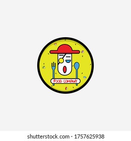 food company Illustrative logo design od man with silverware