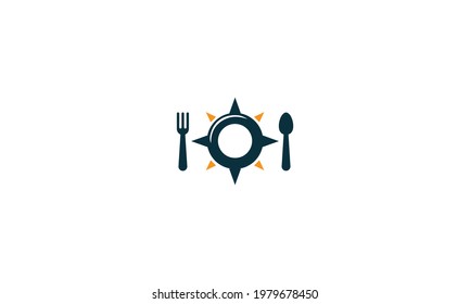 DISEÑO DE LOGOTIPO COMPASS DE ALIMENTOS.Compass Fork Spoon alimento vector icono e y plantilla de la empresa
