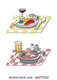 food composition against white background, abstract vector art illustration