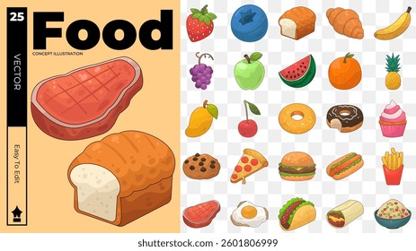 food concept illustrations. Set of food vector illustrations
