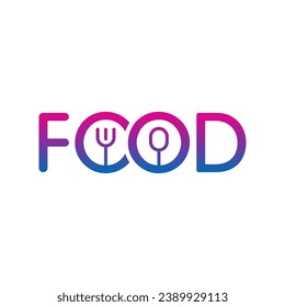 food concept. food logo. fork, spoon and food word