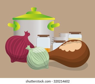 Food concepts, Chicken and vegetables, vector illustration