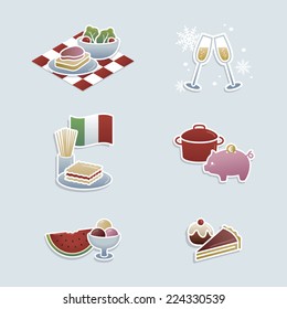 Food concepts icons, special dates, saving, eating outside