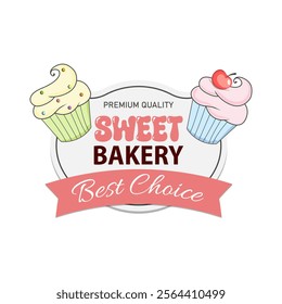 Food, confectionery, bakery products, sweets. Bakery and dessert logo, sign, template, emblem. Vector illustration