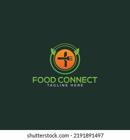 Food connect logo design vector