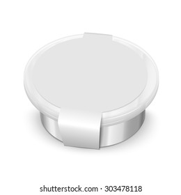 food container with blank label isolated on white background food container with blank label isolated on white background