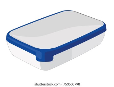 Food container blue realistic vector illustration isolated