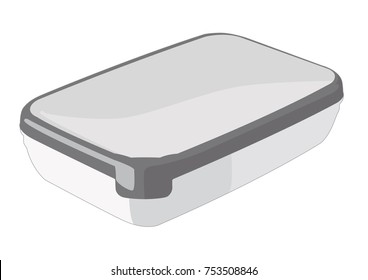 Food container grey realistic vector illustration isolated