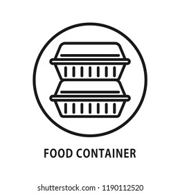 Food container icon. Flat simple design. Line Vector. Isolate on white background.