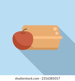 Food container icon flat vector. School lunch. Snack product