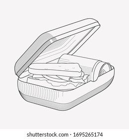 Elemento de línea de icono del contenedor de alimentos. Imagen vectorial de la línea de iconos de contenedores de comida aislada en fondo limpio para el diseño del logo de la aplicación móvil web.