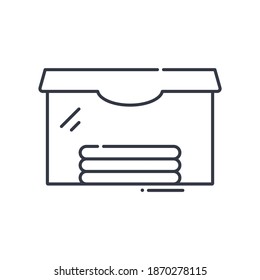 Food container icon, linear isolated illustration, thin line vector, web design sign, outline concept symbol with editable stroke on white background.