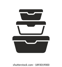 Food Container Icon. Lunchbox. Organising Food Storage Containers. Vector Icon Isolated On White Background.