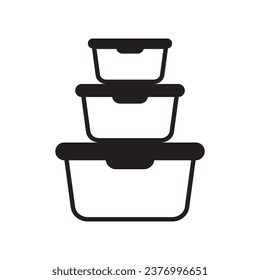 Food container icon. Lunchbox icon. Organising food storage containers. Vector icon isolated on white background.