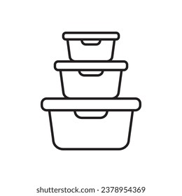 Food container icon. Lunchbox icon. Organising food storage containers. Vector icon isolated on white background.