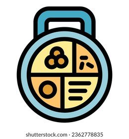 Food container icon outline vector. School meal. Snack break color flat