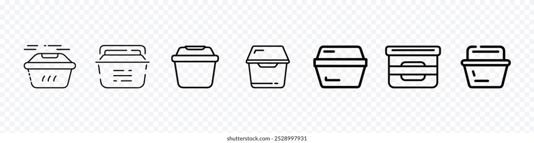 Food Container icon, Container icon, Plastic food container icon. Food box line icon. Take away food container linear style sign 