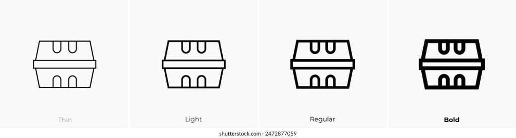 icono de contenedor de alimentos. Diseño de estilo fino, ligero, regular y audaz aislado sobre fondo blanco