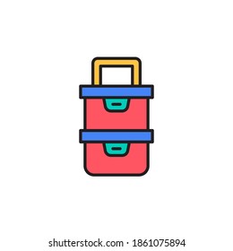 contorno relleno del vector de icono de contenedor de alimentos. icono de color del equipo de camping. aislado en fondo blanco