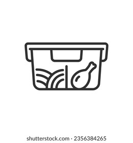 Food container, linear icon. Food to go. Line with editable stroke
