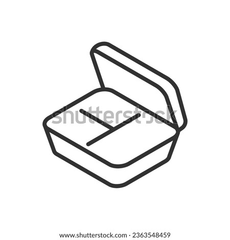 Food container, linear icon, isometric style. Line with editable stroke