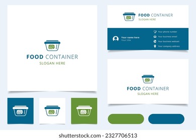 Food container logo design with editable slogan. Branding book and business card template.