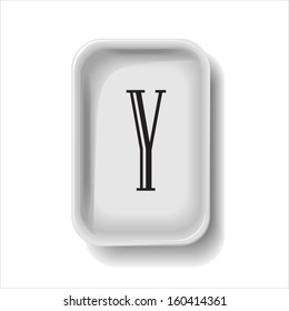 food container plastic foam icon,font type letter Y, uppercase