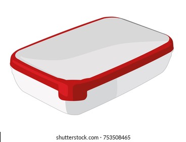 Food container red realistic vector illustration isolated