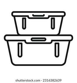 Food container snack icon outline vector. School lunch. Fresh box