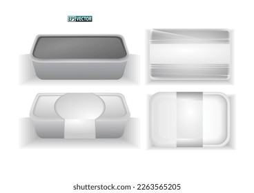 "Food Container"

two types of food containers, one can be made many times, made of mica, and the other is only used once, made of plastic.