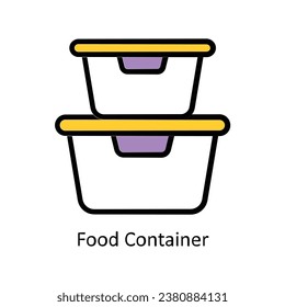 Dibujo de diseño de esquema relleno del vector del contenedor de alimentos. Símbolo del archivo EPS 10 de fondo blanco 