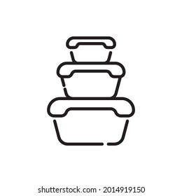 Ilustración de estilo de iconos de contorno vectorial del contenedor de alimentos. archivo EPS 10