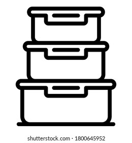 Icono de contenedores de comida. Esquema de contenedores de alimentos icono vectorial para el diseño web aislado en fondo blanco